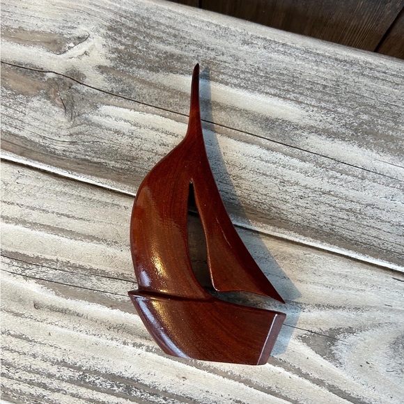 Genuine Mahogany Sailboat Sculpture - Picture 1 of 3